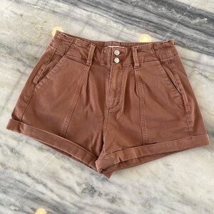 Paige Brooklyn utility high rise shorts vintage mocha bisque Anthropologie